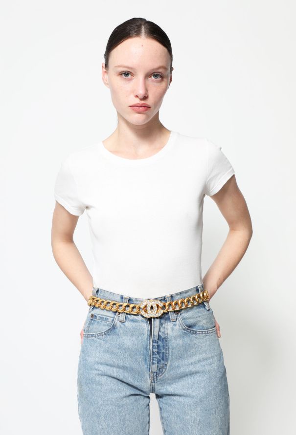 Chanel S/S 1995 Embellished 'CC' Chainlink Belt - 1