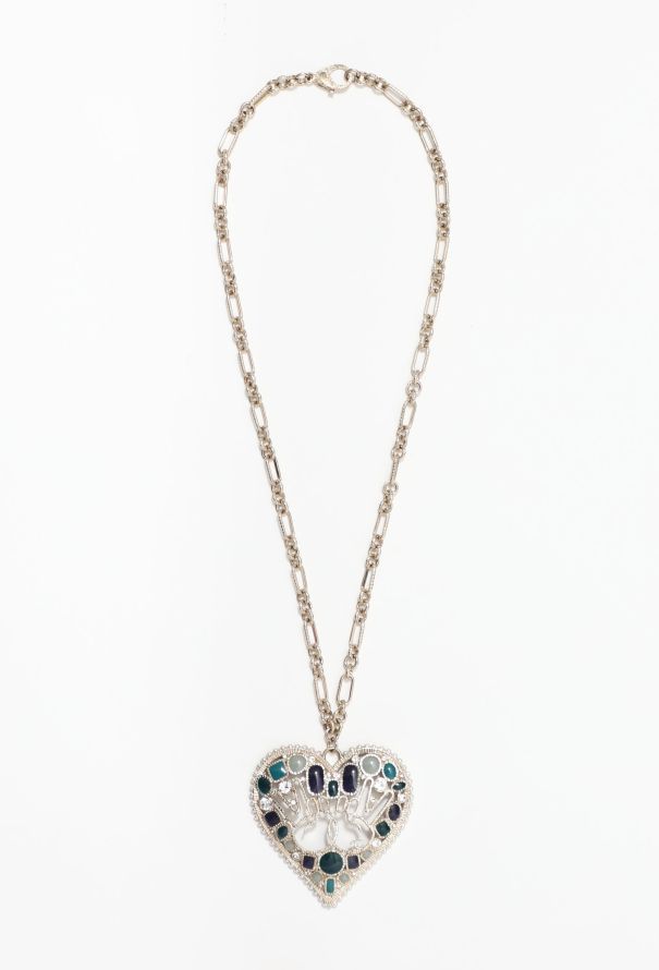 Chanel Embellished 'CC' Heart Stone Necklace - 1