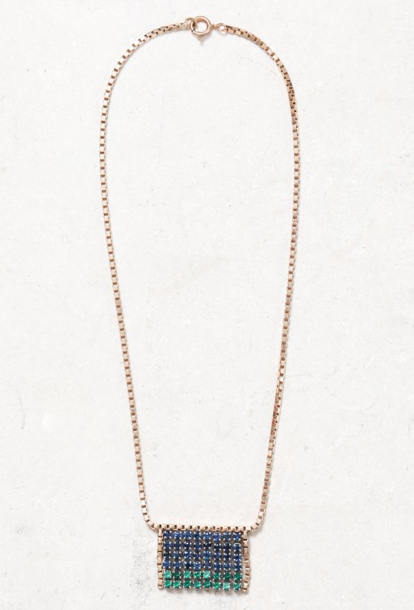 Vintage Fine Jewelry 18k Gold, Sapphire & Emerald Fringe Necklace - 1