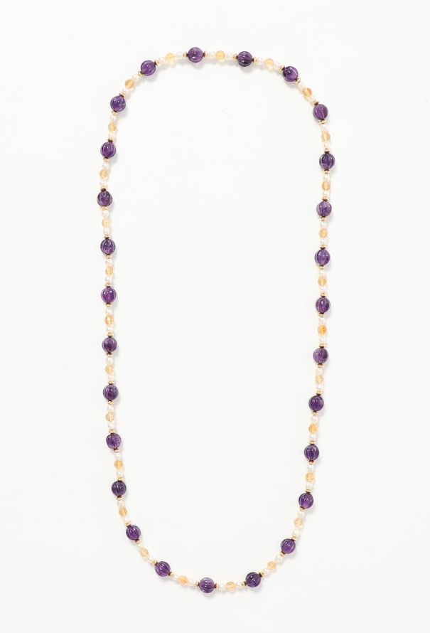 Exquisite Vintage Amethyst Beaded Pearl Sautoir - 1