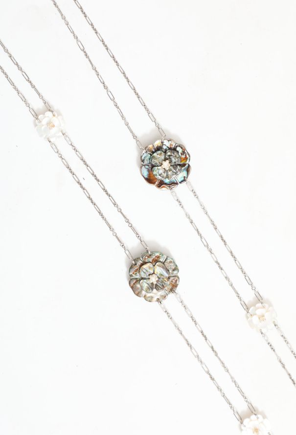 Chanel 1998 Mother of Pearl Floral Chainlink Sautoir - 1