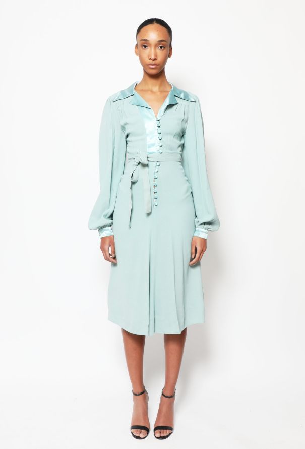 Ossie Clark Collector 1974 Belted Crêpe Dress - 1
