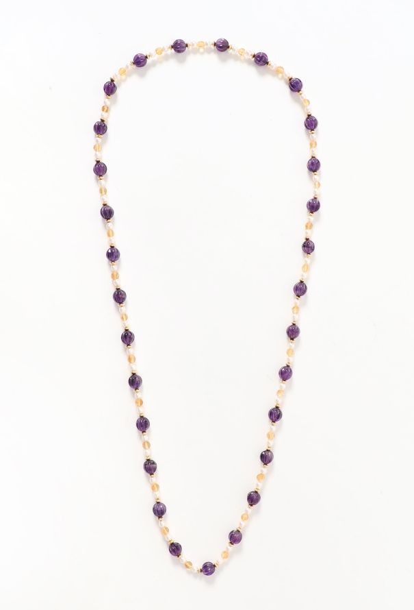 Exquisite Vintage Amethyst Beaded Pearl Necklace - 1