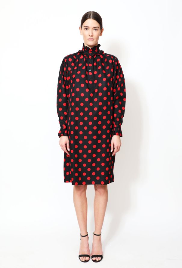 Saint Laurent 70s Polka Dot Smock Dress - 1