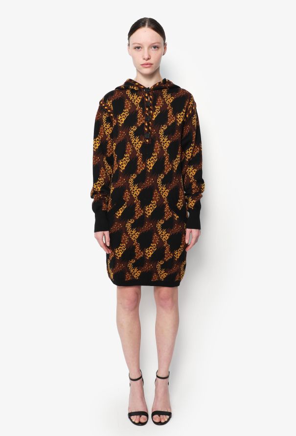 Saint Laurent F/W 1990 Leopard Hooded Dress - 1