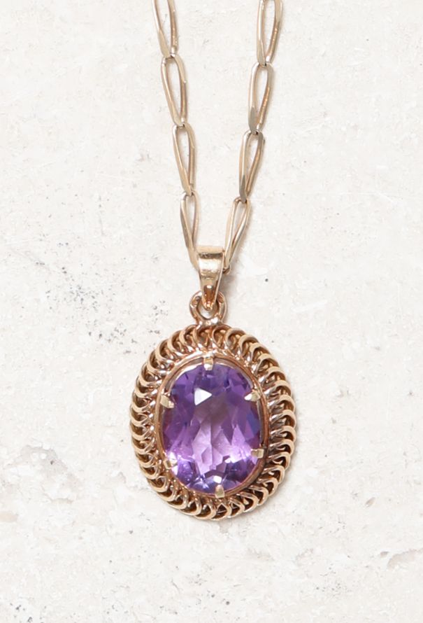 Vintage Fine Jewelry 18k Gold & Amethyst Pendant - 1