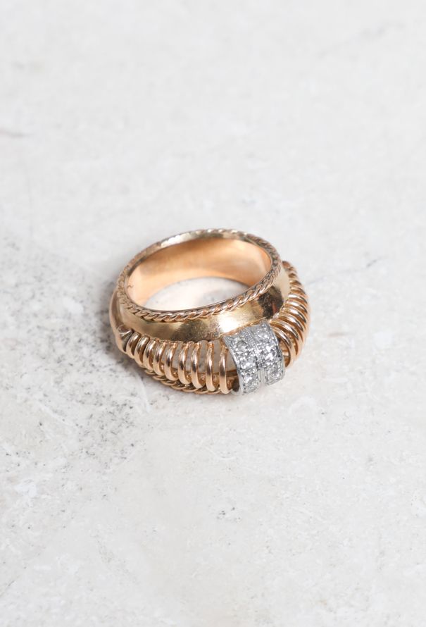 Vintage Fine Jewelry 18k Rose Gold, Platinum & Diamond Ring - 1