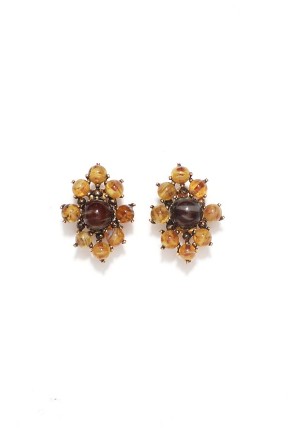 Exquisite Vintage Amber Clip Earrings - 1