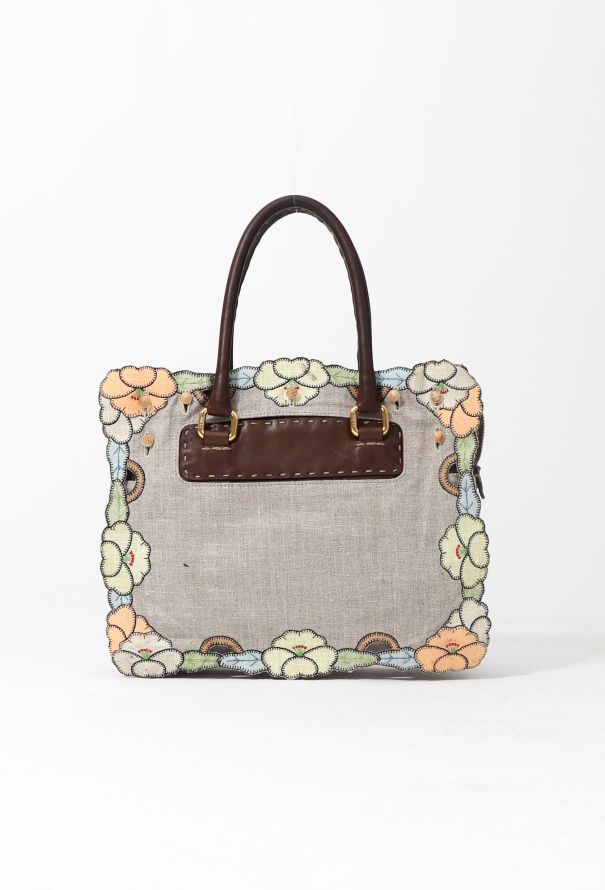 Fendi Floral Leather & Canvas Bag - 1