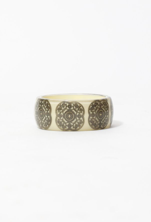 Exquisite Vintage Metallic Embellished Resin Cuff - 1