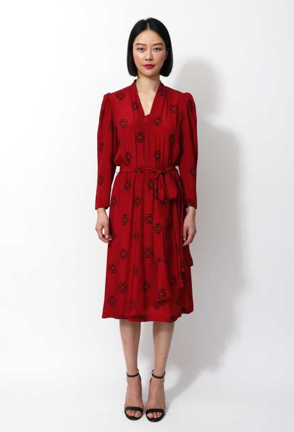 Exquisite Vintage Guy Laroche '70s Graphic Belted Day Dress - 1