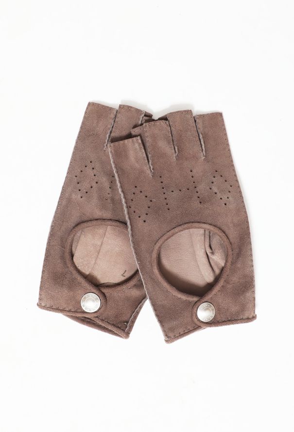 Hermès Suede Fingerless Gloves - 1