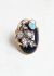 Vintage Fine Jewelry Art Nouveau 18k Gold, Blue Agate, Opal & Diamond Ring - 1